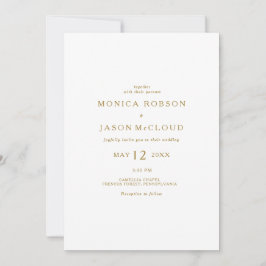 Invitación El oro Minimalista clásico en un solo Boda