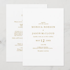 Invitación El oro Minimalista clásico en un solo Boda