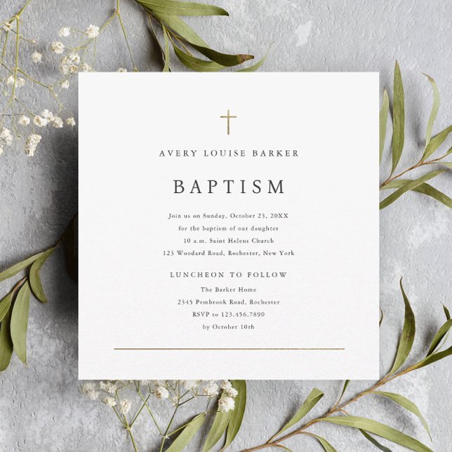 Invitación El oro mínimo simple cruza el bautismo religioso (Subido por el creador)