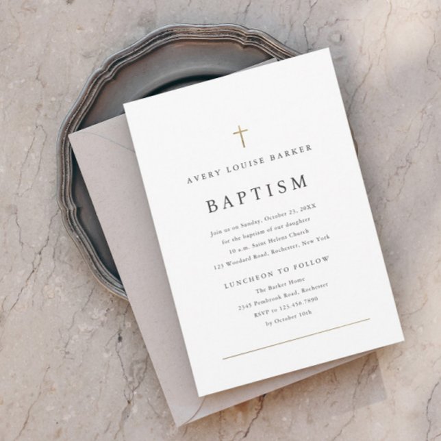 Invitación El oro mínimo simple cruza el bautismo religioso (Subido por el creador)