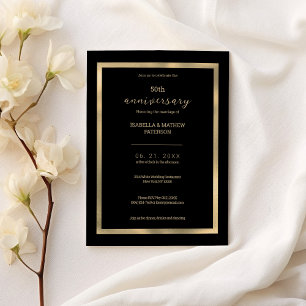 Invitación El oro negro de lujo 50° aniversario del Boda