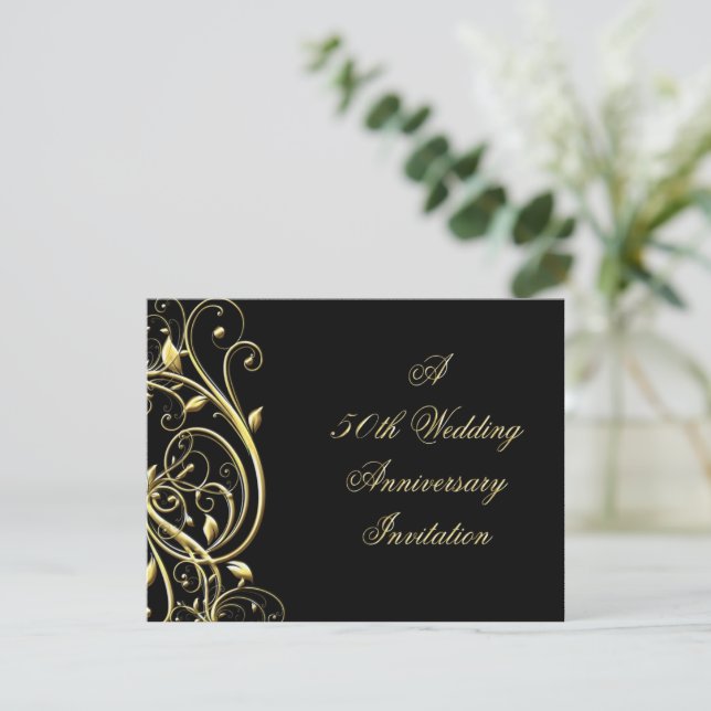 Invitación El oro negro florece a los 50 años (Anverso de pie)