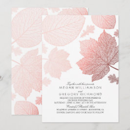 Invitación El oro Rosa deja elegante boda blanca de otoño