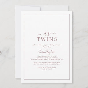 Invitación El oro Rosa minimalista son los gemelos Baby Showe