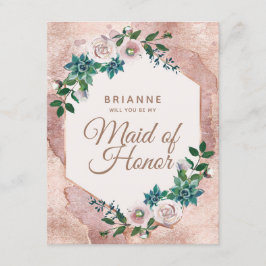 Invitación El oro rosa rosa rosado de Rubor será mi empleada