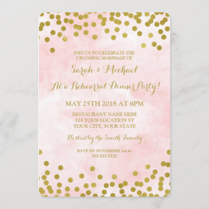 Invitación El oro rosado de la acuarela puntea el fiesta de