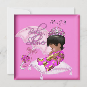 Invitación El oro rosado de la Baby Shower afroamericana
