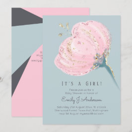 Invitación El oro rosado moderno es un Baby Shower chica