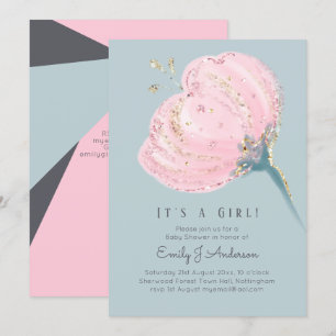 Invitación El oro rosado moderno es un Baby Shower chica