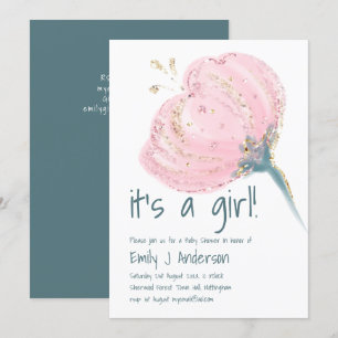 Invitación El oro rosado moderno es un chica BabyShower escri