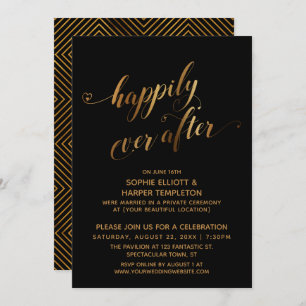 Invitación El oro sobre el negro feliz nunca después del Boda