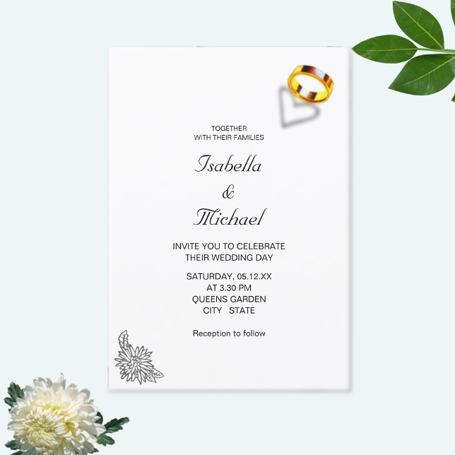 Invitación El oro suena en el Boda blanco y negro (Subido por el creador)