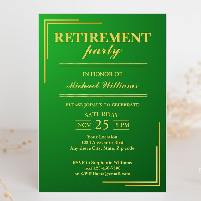 Invitación El oro verde elegante de la empresa de retiro (Subido por el creador)