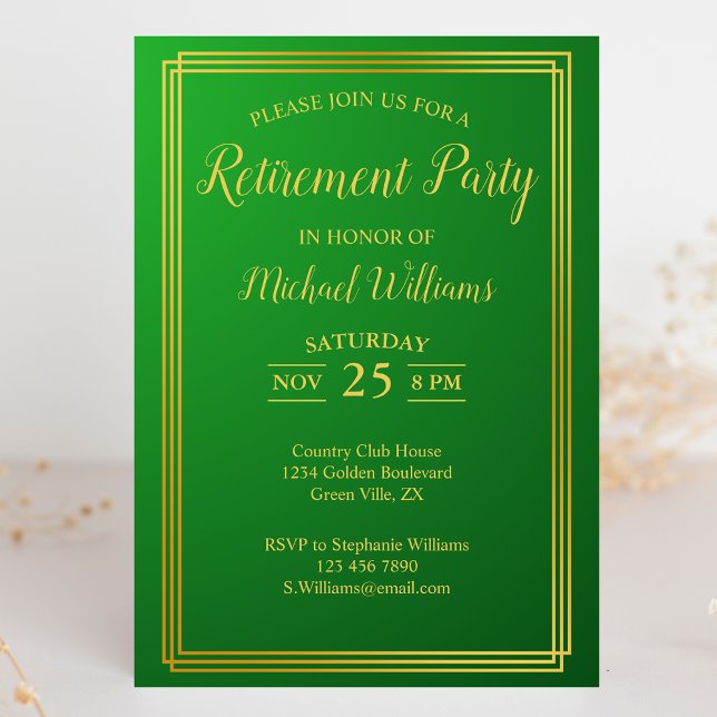 Invitación El oro verde elegante de la empresa de retiro (Subido por el creador)