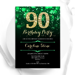 Invitación El oro verde esmeralda 90 cumpleaños