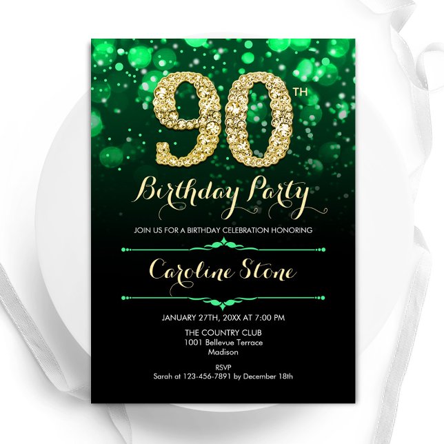 Invitación El oro verde esmeralda 90 cumpleaños (Subido por el creador)