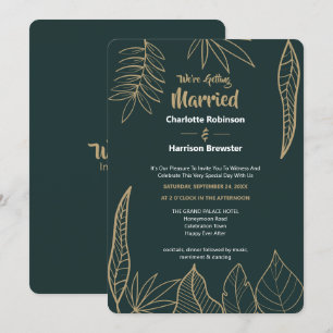 Invitación El oro verde esmeralda moderno derramado deja Boda