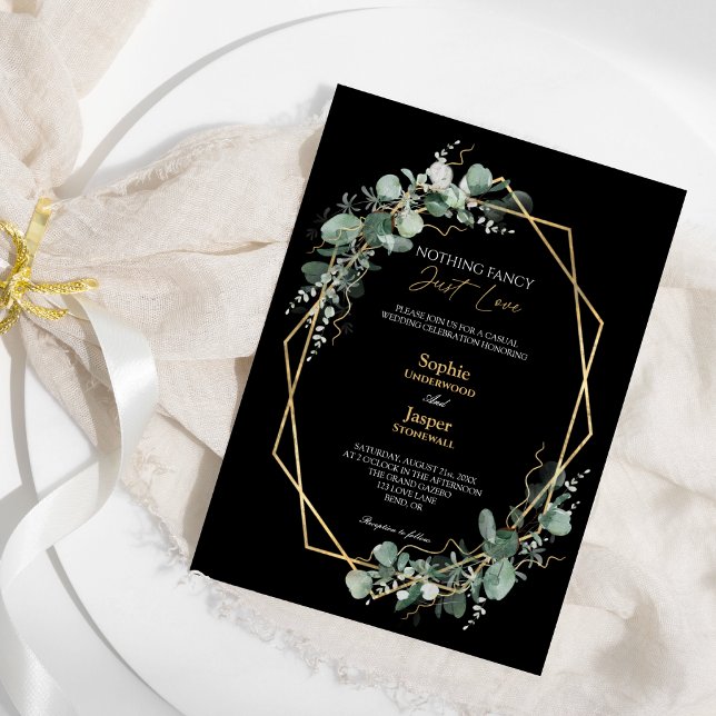Invitación El oro verde simple negro nada brillante Boda (Subido por el creador)