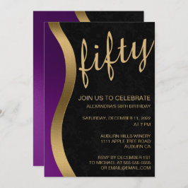 Invitación El oro y el morado estilizados 50