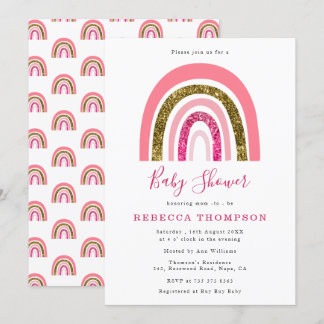 Invitación El oro y el Purpurina rosado cuestan el Baby Showe