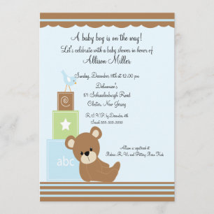 Invitación El oso bebé barato bloquea el Baby Shower