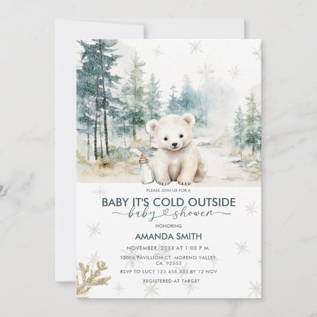 Invitación El oso copo de nieve frío fuera de Baby Shower (Anverso)