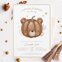 Invitación El Oso de Calabaza Pequeño Cae Baby Shower Neutral