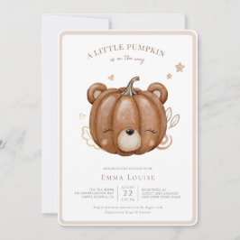 Invitación El Oso de Calabaza Pequeño Cae Baby Shower Neutral