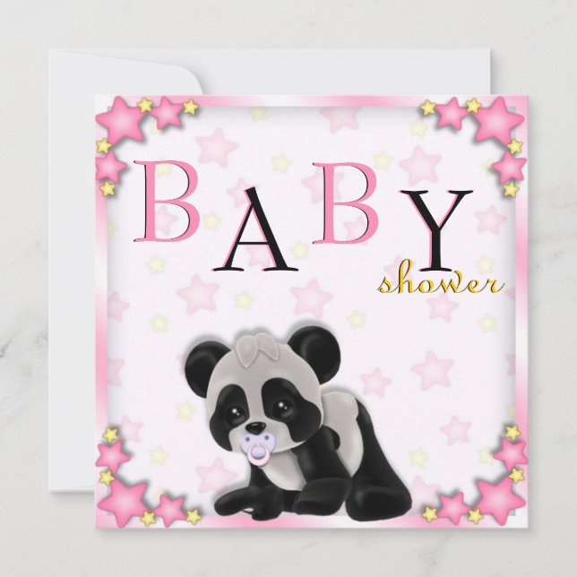 Invitación El oso de panda rosado lindo Baby Shower invita (Anverso)