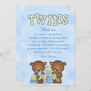 Invitación El oso de peluche gemelo Baby Shower