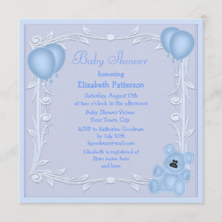 Invitación El oso de peluche y los globos lindos Baby Shower