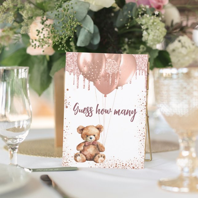 Invitación El oso de Teddy Baby Shower adivina cuántas cartas (Subido por el creador)