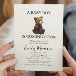 Invitación El Oso De Teddy Y El Niño Llegan A Baby Shower