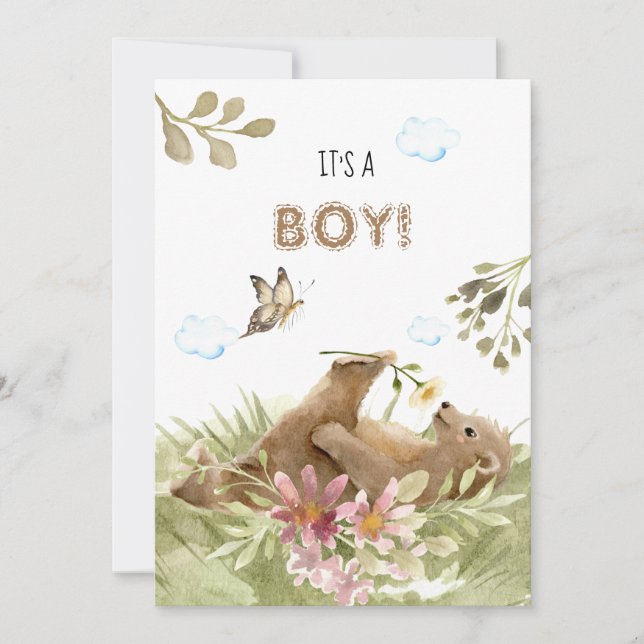 Invitación *~* El oso disfruta de la ducha de bebé (Anverso)