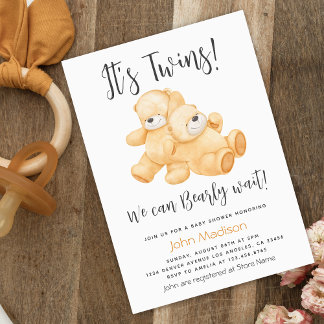 Invitación El oso gemelo podemos esperar a Baby Shower