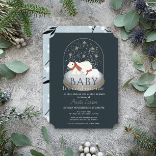 Invitación El oso polar bebe su frío fuera del Baby Shower de
