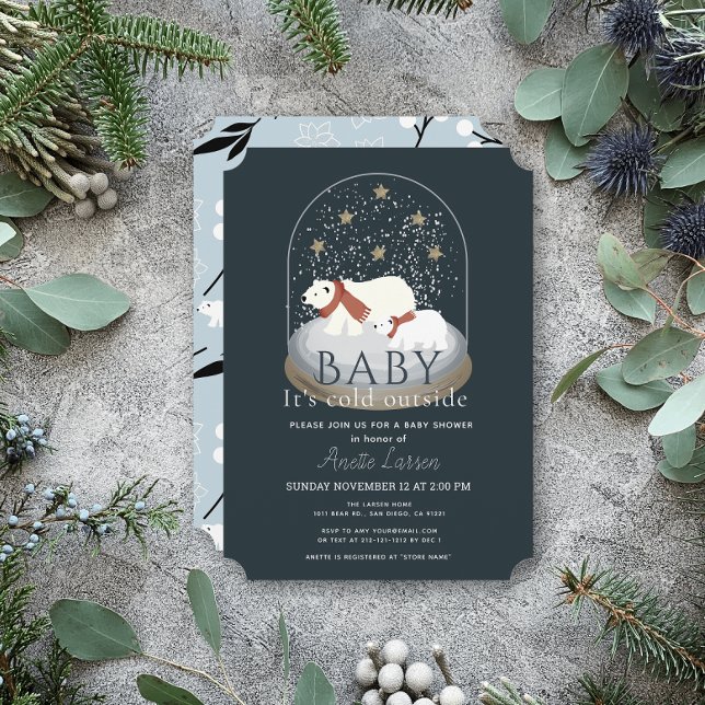 Invitación El oso polar bebe su frío fuera del Baby Shower de (Subido por el creador)