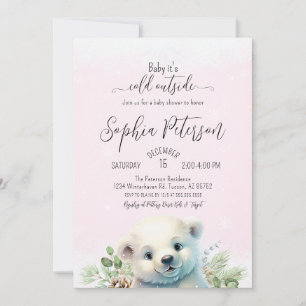 Invitación El oso polar invernal frío fuera del Baby Shower r