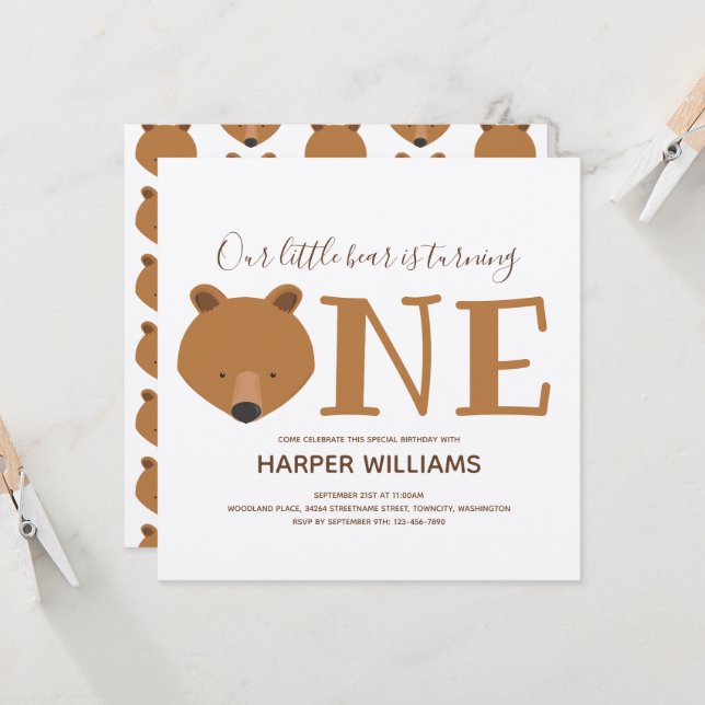 Invitación El oso se convierte en un animal plateado primer c (Anverso/Reverso In Situ)