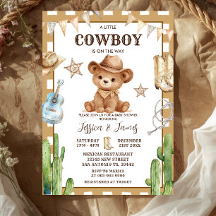 Invitación El Oso Un Pequeño Vaquero Está En Camino Baby show