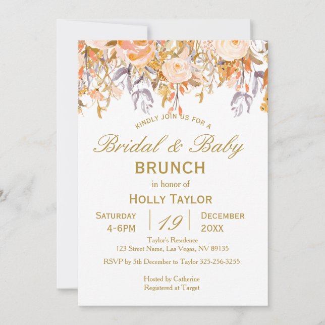 Invitación El otoño combinó Baby Shower y Bridal Shower (Anverso)