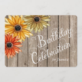 Invitación El otoño de madera del tablón florece cumpleaños