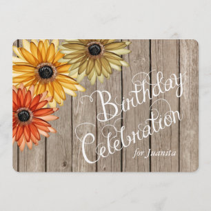 Invitación El otoño de madera del tablón florece cumpleaños