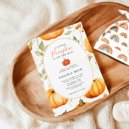 Invitación El otoño de una calabaza mínima deja Baby Shower