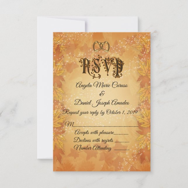 Invitación El otoño deja la boda otoño RSVP (Anverso)