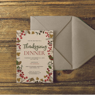Invitación El otoño deja una cena Rustic Family de Acción de 
