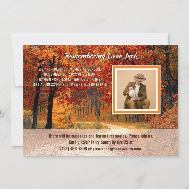 Invitación El otoño del bosque otoñal agregar tu foto (Reverso)