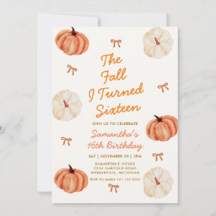 Invitación El otoño en que cumplí dieciséis Cumpleaños 16
