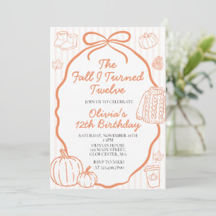 Invitación El Otoño En Que Cumplí Doce 12º Cumpleaños