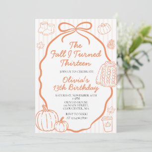 Invitación El otoño en que cumplí trece Cumpleaños 13º